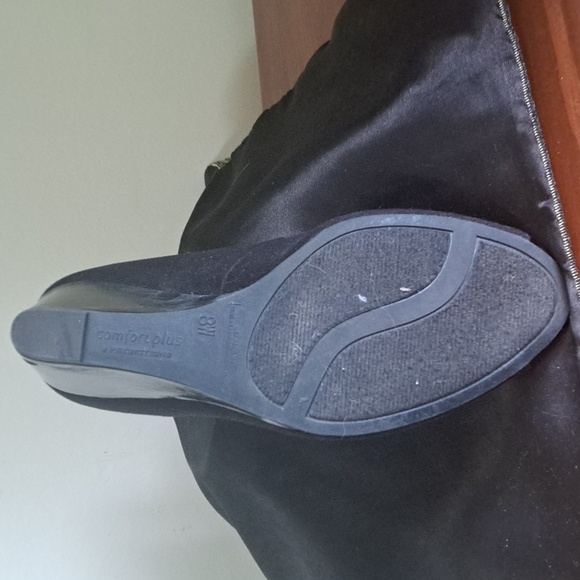 NEW Suede black slip on CASUAL WOMAN'S HIGH HEEL PLATFORM - Picture 4 of 7